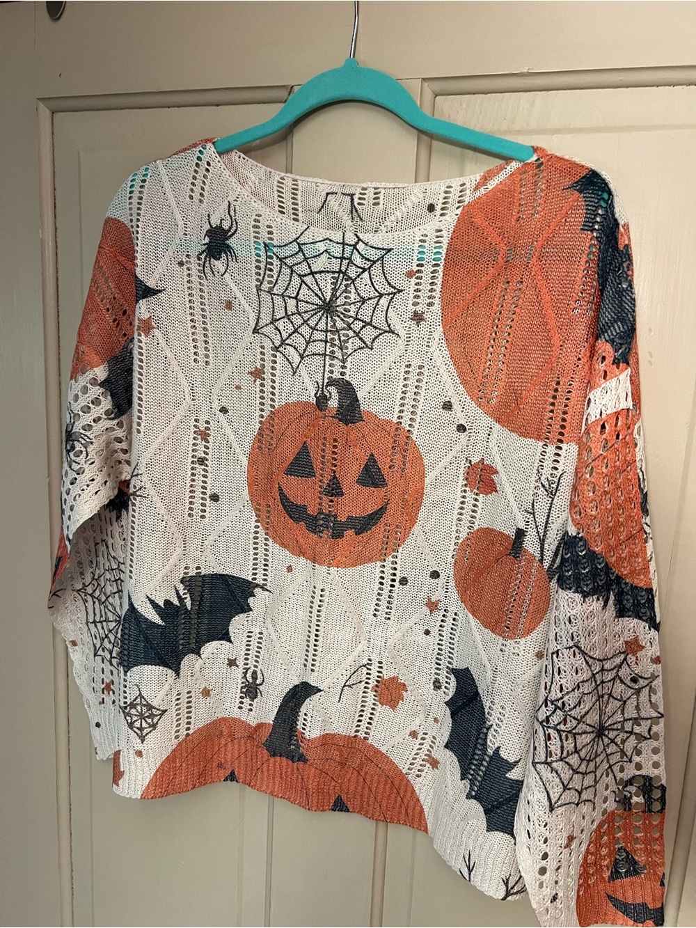 Halloween Pumpkin Jack-O'-Lantern Knit Sweater - Orange & Black